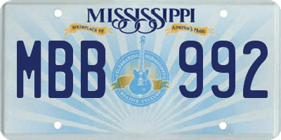 MS license plate MBB992