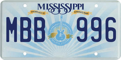 MS license plate MBB996