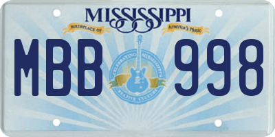 MS license plate MBB998