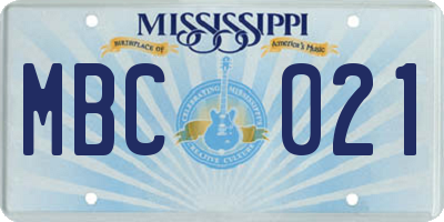 MS license plate MBC021