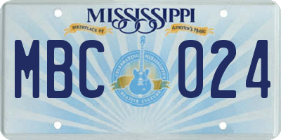 MS license plate MBC024