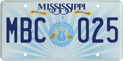 MS license plate MBC025
