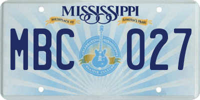 MS license plate MBC027