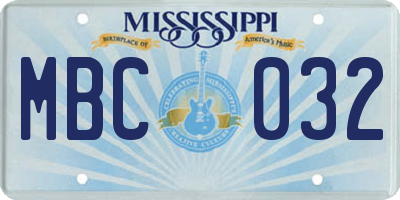 MS license plate MBC032