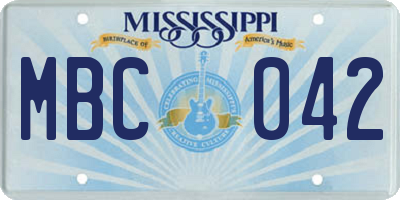 MS license plate MBC042