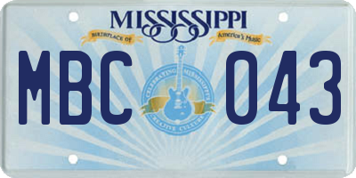 MS license plate MBC043