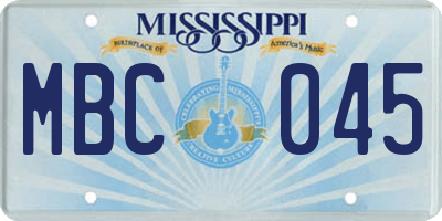 MS license plate MBC045