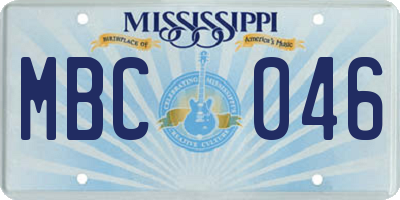 MS license plate MBC046