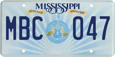 MS license plate MBC047