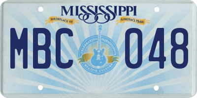 MS license plate MBC048