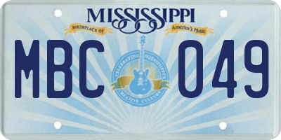 MS license plate MBC049