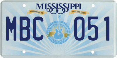 MS license plate MBC051