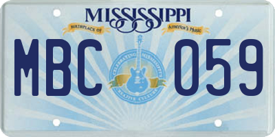 MS license plate MBC059