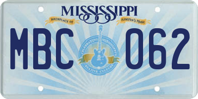 MS license plate MBC062