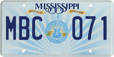 MS license plate MBC071