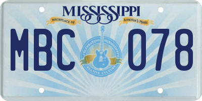 MS license plate MBC078