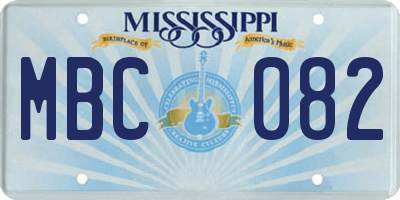 MS license plate MBC082