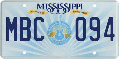 MS license plate MBC094