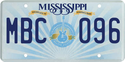 MS license plate MBC096