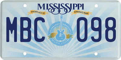 MS license plate MBC098
