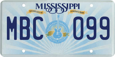 MS license plate MBC099