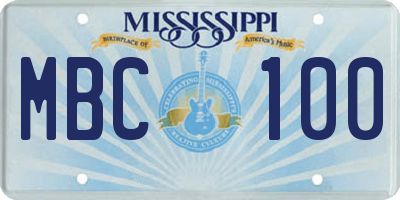 MS license plate MBC100