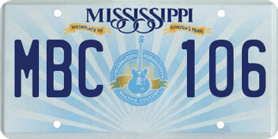 MS license plate MBC106