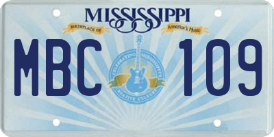 MS license plate MBC109
