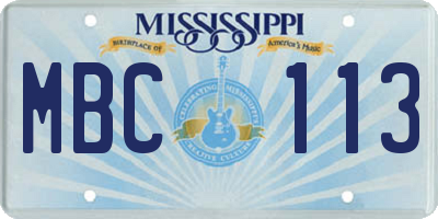 MS license plate MBC113