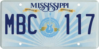 MS license plate MBC117