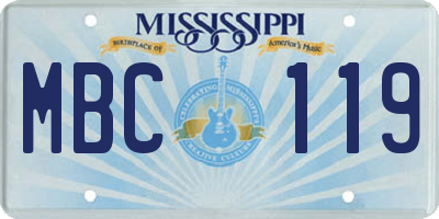 MS license plate MBC119
