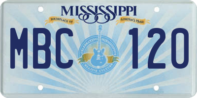 MS license plate MBC120