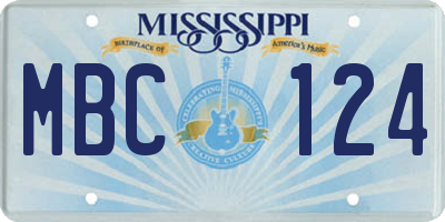 MS license plate MBC124