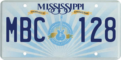 MS license plate MBC128