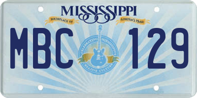 MS license plate MBC129