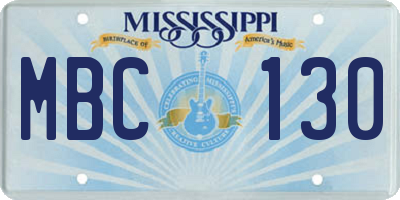 MS license plate MBC130