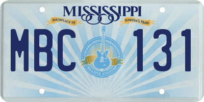 MS license plate MBC131