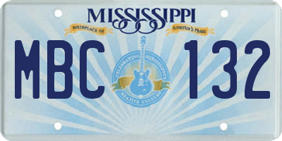 MS license plate MBC132