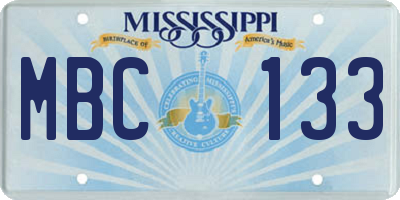 MS license plate MBC133