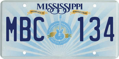 MS license plate MBC134