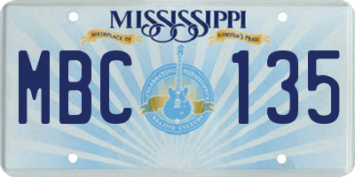 MS license plate MBC135
