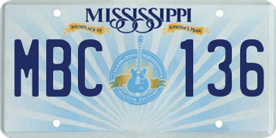 MS license plate MBC136