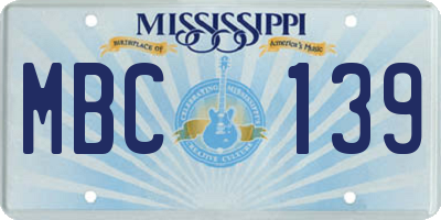 MS license plate MBC139