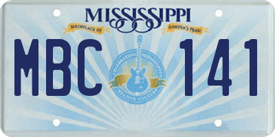 MS license plate MBC141