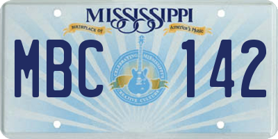 MS license plate MBC142