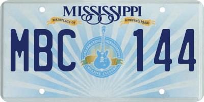 MS license plate MBC144