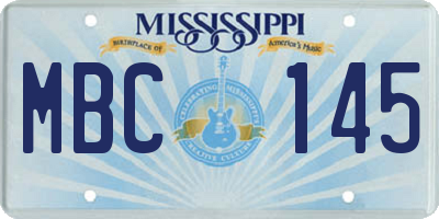 MS license plate MBC145
