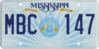 MS license plate MBC147
