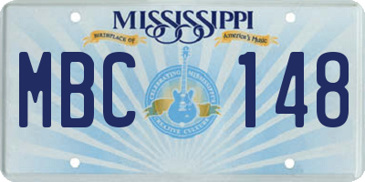 MS license plate MBC148