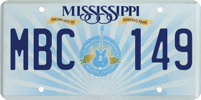 MS license plate MBC149